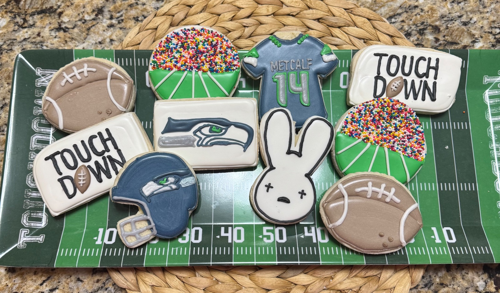 Custom decorated cookies by Kicker Konfections