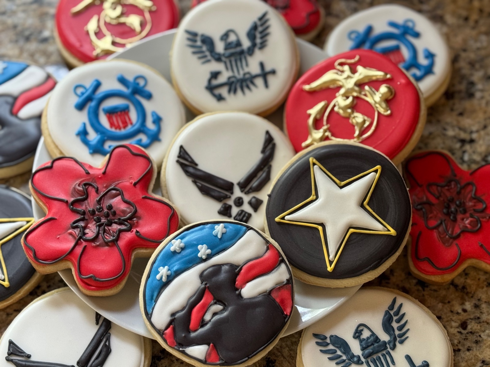 Custom decorated cookies by Kicker Konfections